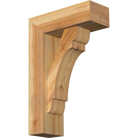 Ekena Millwork Olympic Block Rough Sawn Bracket w/ Offset Brace, Western Red Cedar, 6"W x 16"D x 24"H BKT0604X16X24OLY05RWR